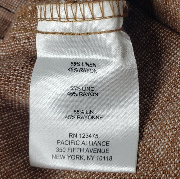 Ellen Tracy Linen Vlen Cropped Center Seams Straight Leg Woven Pants Sz Large - Picture 4 of 15